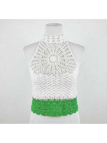 Ramy Brook Ashley Colorblock Crochet Halter Tank Top (view 1)