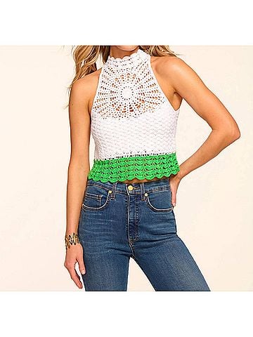Ramy Brook Ashley Colorblock Crochet Halter Tank Top (view 2)