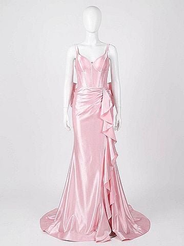 Jovani Backless Satin Gown With Bow Accent (view 1)