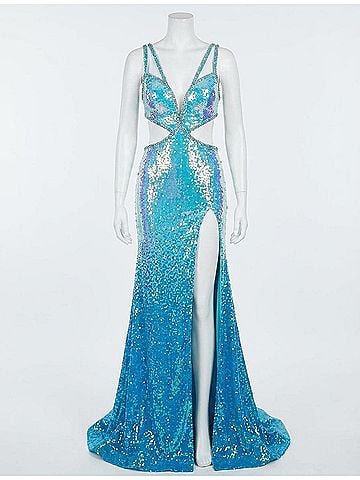 Jovani High Slit Sequin Gown (view 1)