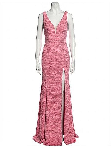 Jovani V Neck Glitter Jersey Prom Dress (view 1)