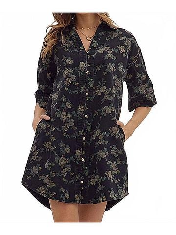 Entro Floral Print Half Sleeve Mini Dress (view 2)