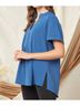 Entro Solid Blue Textured Placket Top Size S - photo 3