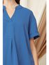 Entro Solid Blue Textured Placket Top Size S - photo 5