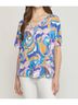 Entro Print Blue Abstract V-Neck Top Size 2X - photo 2