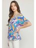Entro Print Blue Abstract V-Neck Top Size 2X - photo 4
