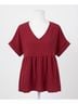 Entro Solid Red Textured Babydoll Top Size S - photo 1