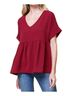 Entro Solid Red Textured Babydoll Top Size S - photo 2