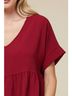 Entro Solid Red Textured Babydoll Top Size S - photo 6
