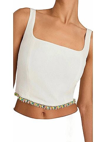 Amanda Uprichard Jace Fringe Beaded Top (view 2)
