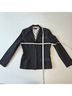 Poleci 96% Cotton 4% Spandex 100% Cotton Solid Black Blazer Size 8 - photo 5