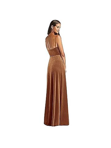 Dessy Collection 1536 Velvet Wrap Maxi Dress Gown Cocktail Dress (view 2)