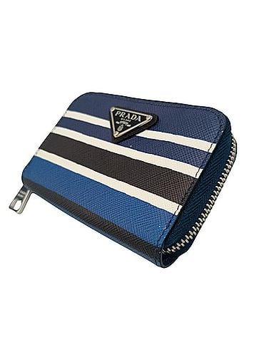 Prada PRADA Triangle Wallet/Coin Case 2MM003 Blue Black White SAFFIANO BAIADE Men's Women's (view 2)