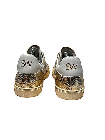 Stuart Weitzman Daryl Snake-Embossed Gold Leather Sneaker Sneakers (view 2)