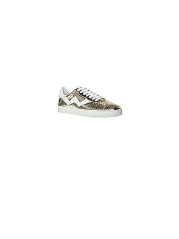 Stuart Weitzman Daryl Snake-Embossed Gold Leather Sneaker Sneakers (view 1)