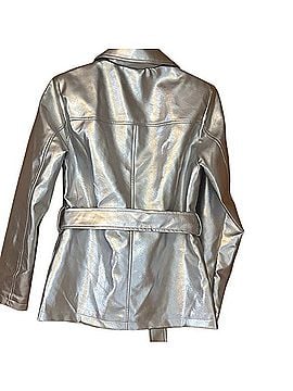 Avec Les Filles Shimmering Silver Leather Jacket Jacket (view 2)