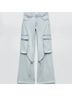 Zara 100% Cotton Solid Blue Jeans Size 0 - photo 5