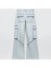 Zara 100% Cotton Solid Blue Jeans Size 0 - photo 6