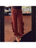 Amanda Uprichard Solid Red Moonlight Ruffle Pant Size L - photo 2
