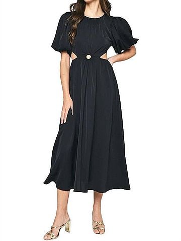 Entro Sade Sides Cut-Outs Puff Sleeves Maxi Dress (view 2)