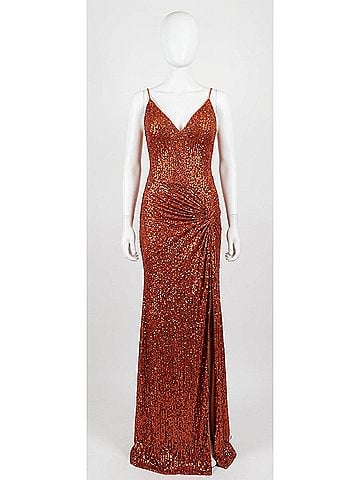 Jovani V-Neck Sequin Prom Dress (view 1)