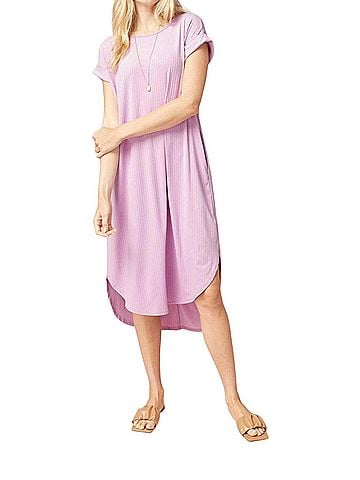 Entro Ribbed Pocket Midi Dress (view 2)