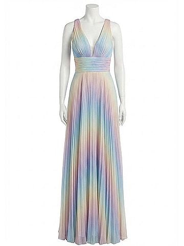 Jovani Rainbow Pleated Gown (view 1)
