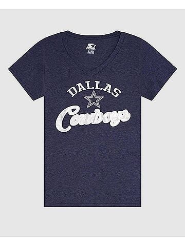 Starter Womens Dallas Cowboys Rhinestones V-Neck Shirt (view 2)