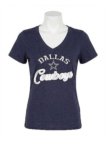 Starter Womens Dallas Cowboys Rhinestones V-Neck Shirt (view 1)