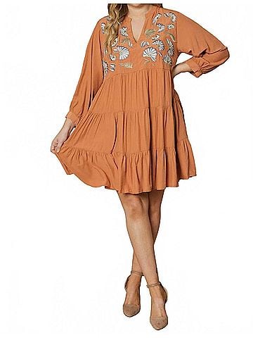 Entro Floral Embroidered Tiered Dress (view 2)