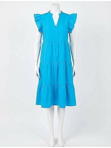 Entro Ruffled Pocket Tiered Midi Dress (view 1)