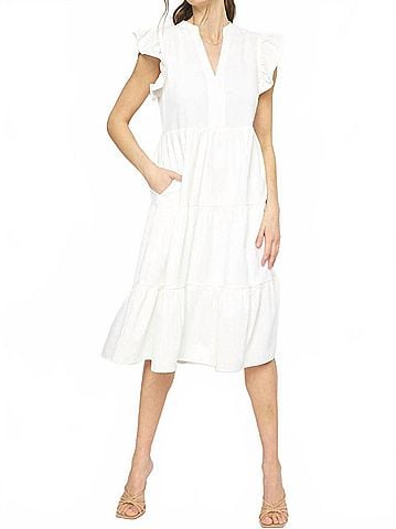 Entro Ruffled Pocket Tiered Midi Dress (view 2)