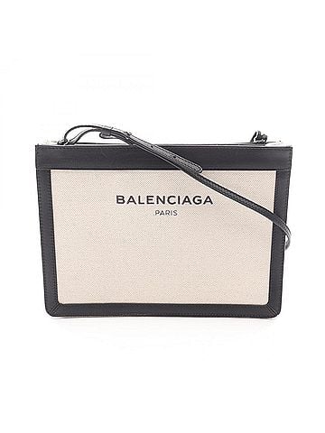 Balenciaga Balenciaga BALENCIAGA Navy Pochette Shoulder Bag Handbag Canvas Leather Women's Ivory/Black 339937 (view 1)