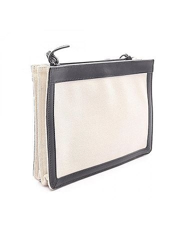 Balenciaga Balenciaga BALENCIAGA Navy Pochette Shoulder Bag Handbag Canvas Leather Women's Ivory/Black 339937 (view 2)