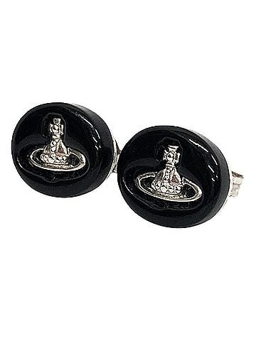 Vivienne Westwood Vivienne Westwood Embossed Logo Stud Earrings - Orb Oval Motif (view 1)