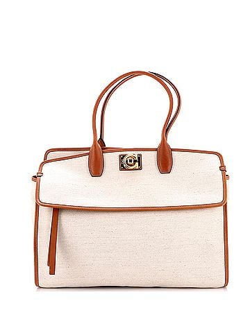 Salvatore Ferragamo Studio Soft Satchel Canvas Large (view 1)