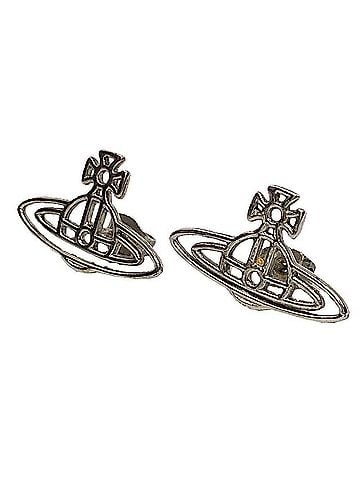 Vivienne Westwood Vivienne Westwood Thin Line Flat Orb Stud Earrings (Silver) (view 1)