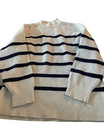 Mango Cream Mockneck Sweater With Navy Stripes Casual Sweaters (view 2)
