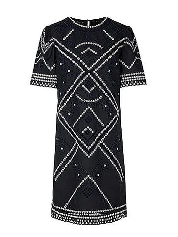 Marc Cain Midnight Navy Eyelet Embroidered Casual Dress (view 1)