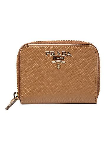Prada Prada Logo Wallet/Coin Purse, 1MM268, Caramel Brown Saffiano Leather, Women's PRADA (view 1)