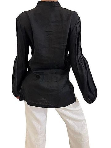 Worth New York Pintuck Bib Front Tunic Blouse Long Sleeve Button-Down Shirt (view 2)