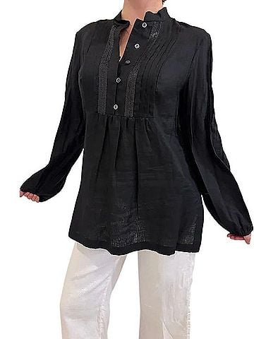 Worth New York Pintuck Bib Front Tunic Blouse Long Sleeve Button-Down Shirt (view 1)