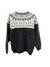 Eddie Bauer Fair Isle Black White Gray Green Wool Pullover Sweater Size M - photo 1