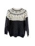 Eddie Bauer Fair Isle Black White Gray Green Wool Pullover Sweater Size M - photo 2