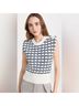 Veronica Beard 100% Cotton Print White Blue Sweater Vest Size S - photo 4