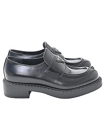 Prada Prada Brushed Platform Loafers in Black Leather (view 1)