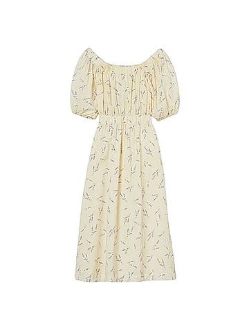 H&M Off Shoulder 100% Cotton Floral Purple Wildflower Collection Dress Casual Dress (view 1)