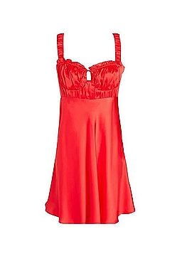 chinese dress ladies Deep-V Lace Ruffles Midi Dress Red / Small