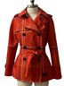 Coach 100% Cotton Plaid Red Trenchcoat Size S - photo 1