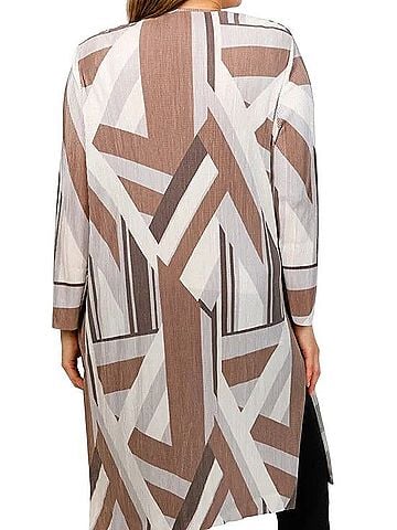 Cyrus Geometric Open-Front Duster Cape Long Sleeve Blouse (view 2)